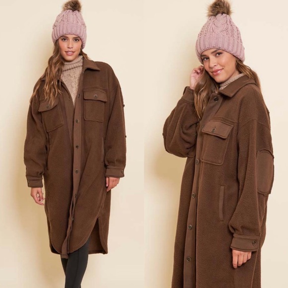 Jackets & Blazers - 🆕Longline button down fleece coat